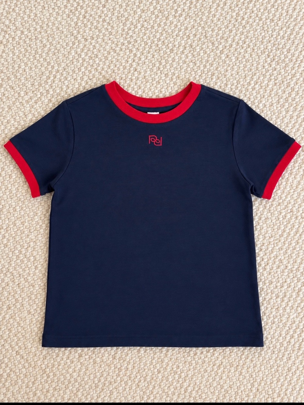 Reformation Navy Red Ringer Tee Embroidered Logo Size M NWOT